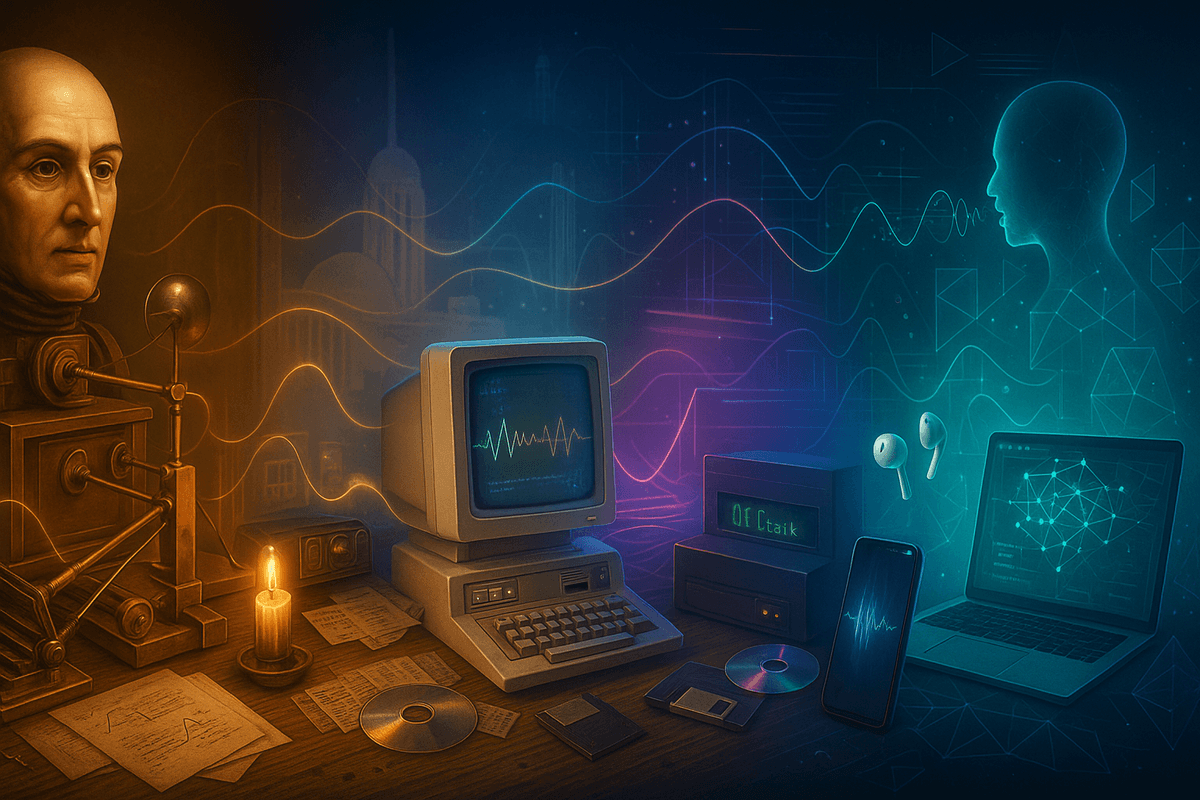 Evolution of text-to-speech technology from mechanical speaking machines to modern AI neural networks