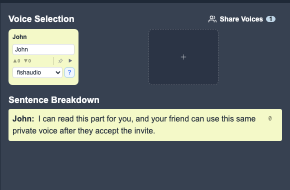 LyricWinter Generate page showing Voice Selection with the Share voices button